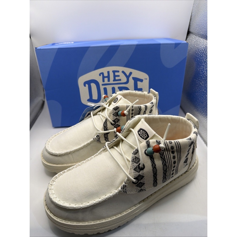 HEYDUDE Women's Wendy Mid Boho Mix Baja Cream 40751-1MW Size 5 NIB